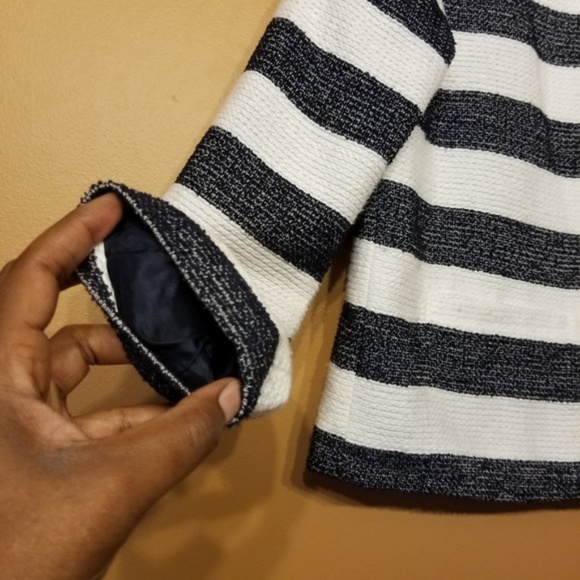 Anthropologie Splendid Navy Striped Cropped Jacket - Picture 5 of 7